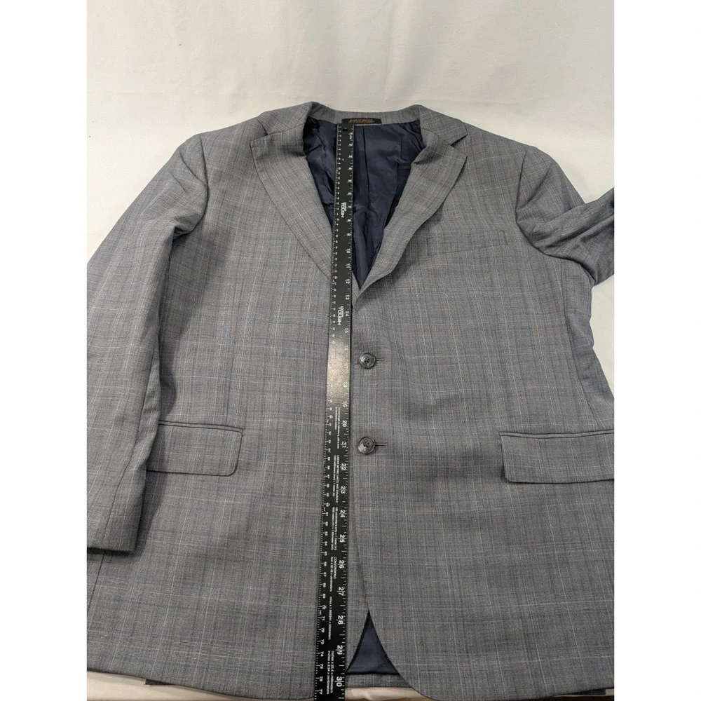 Jos. Bank Reserve Reda Blazer Suit Jacket Wool  Gray Glenn‎ Check 48R plaid READ